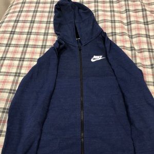 Blue nike knit zip up hoodie
